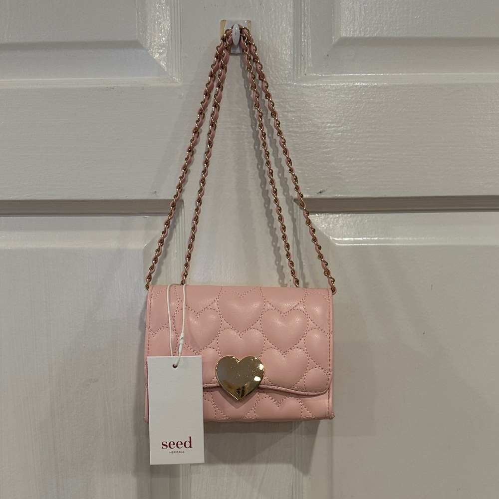Pink Quilted Heart Chain Bag
